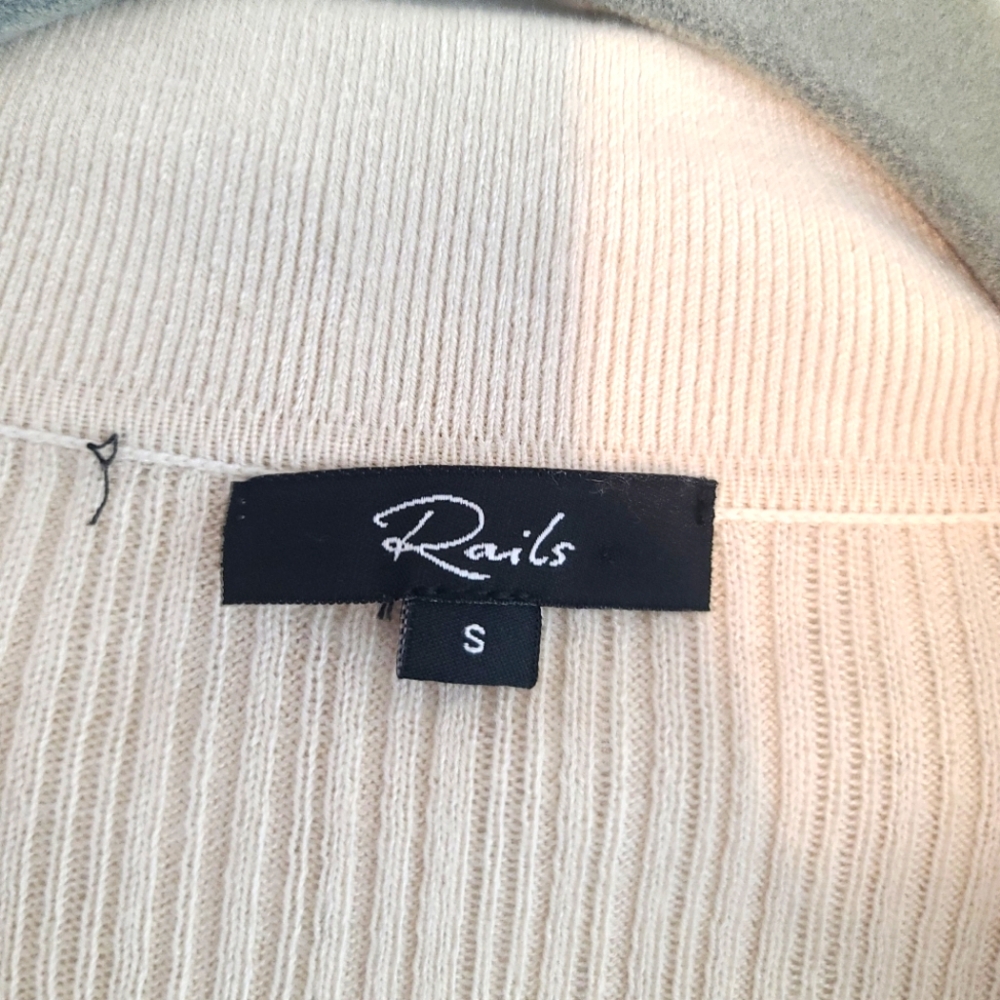 RAILS Aurora Ribbed Cotton Silk Blend Cardigan Top in Canvas - Picture 5 of 10